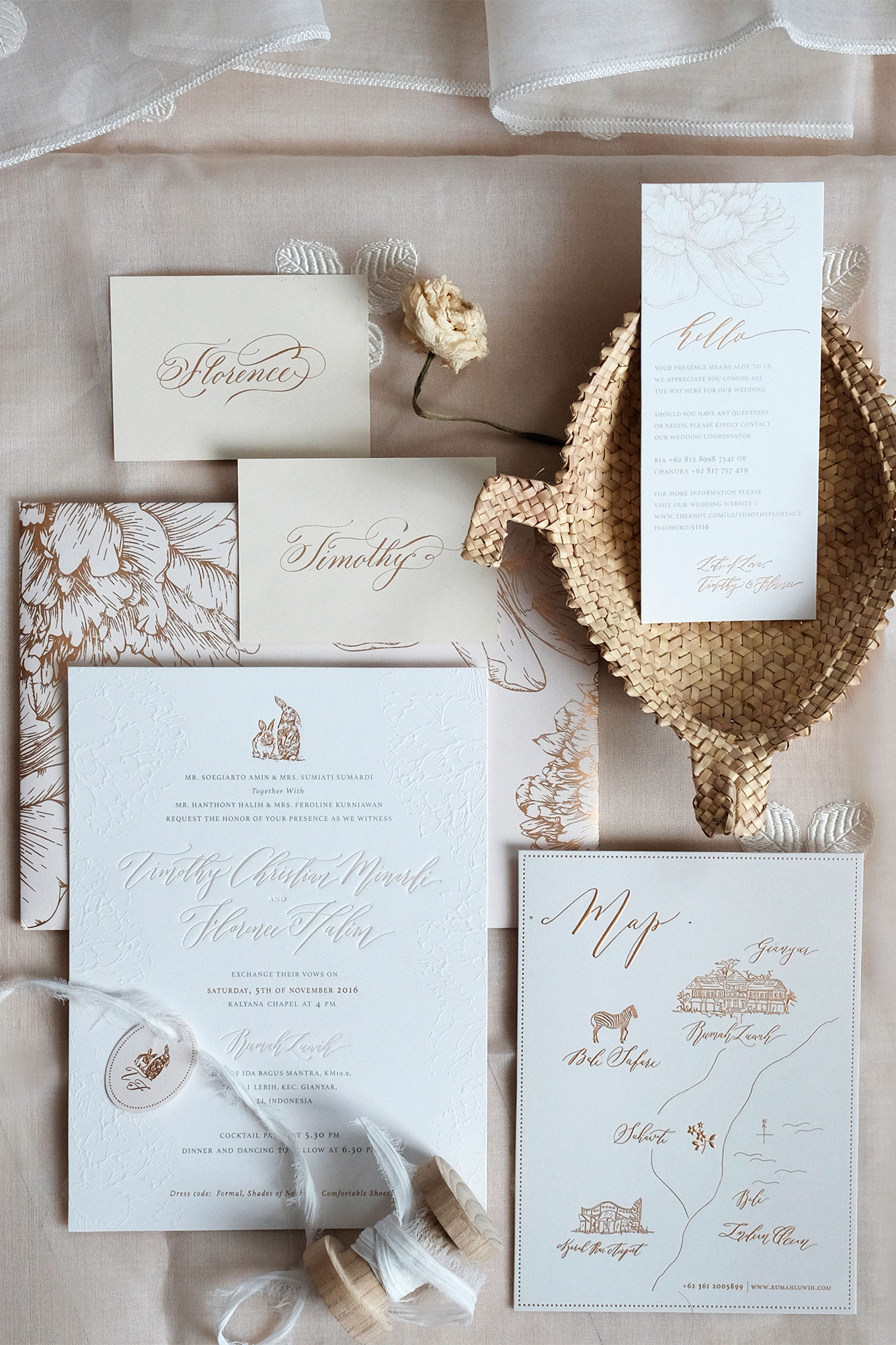 Peony and Lapin Invitation Suite gallery image